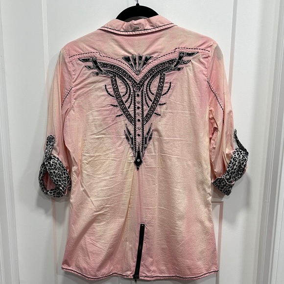 Roar Pink Tie Dye Button Down Shirt Size Large - Picture 2 of 8